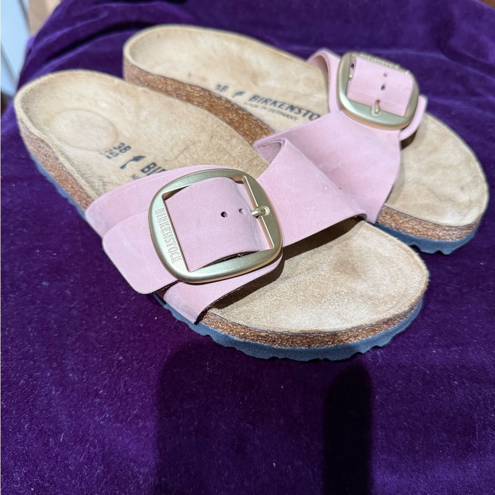 Birkenstock Blush Pink Sandals with Gold Buckle, Madrid Big Buckle